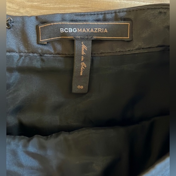 BCBG Max Azria Black White Gray Palms Lined Skirt Classic Office Size 8 Mini - Picture 3 of 7